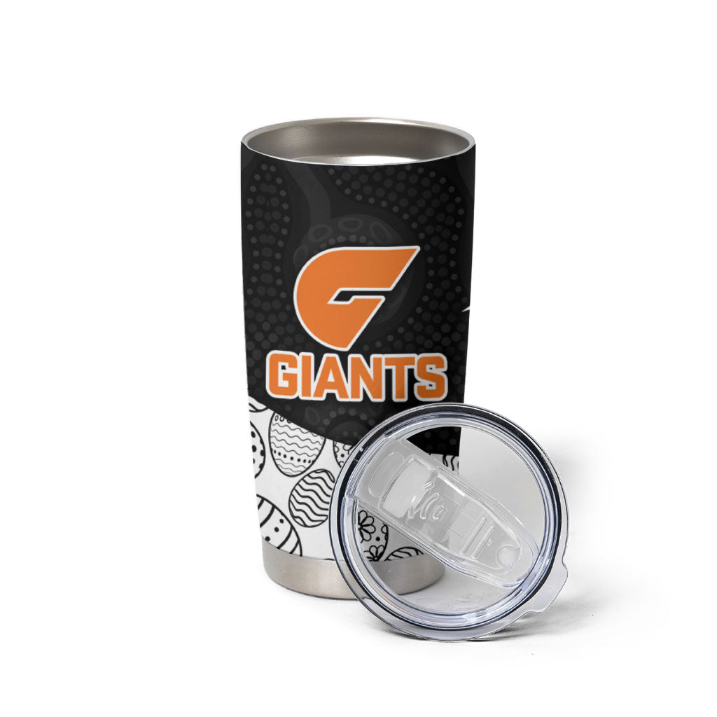 Personalized Giants Football Tumbler Cup Easter Egg Pattern Orange Monochrome Tribal Dot Style