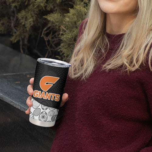Personalized Giants Football Tumbler Cup Easter Egg Pattern Orange Monochrome Tribal Dot Style