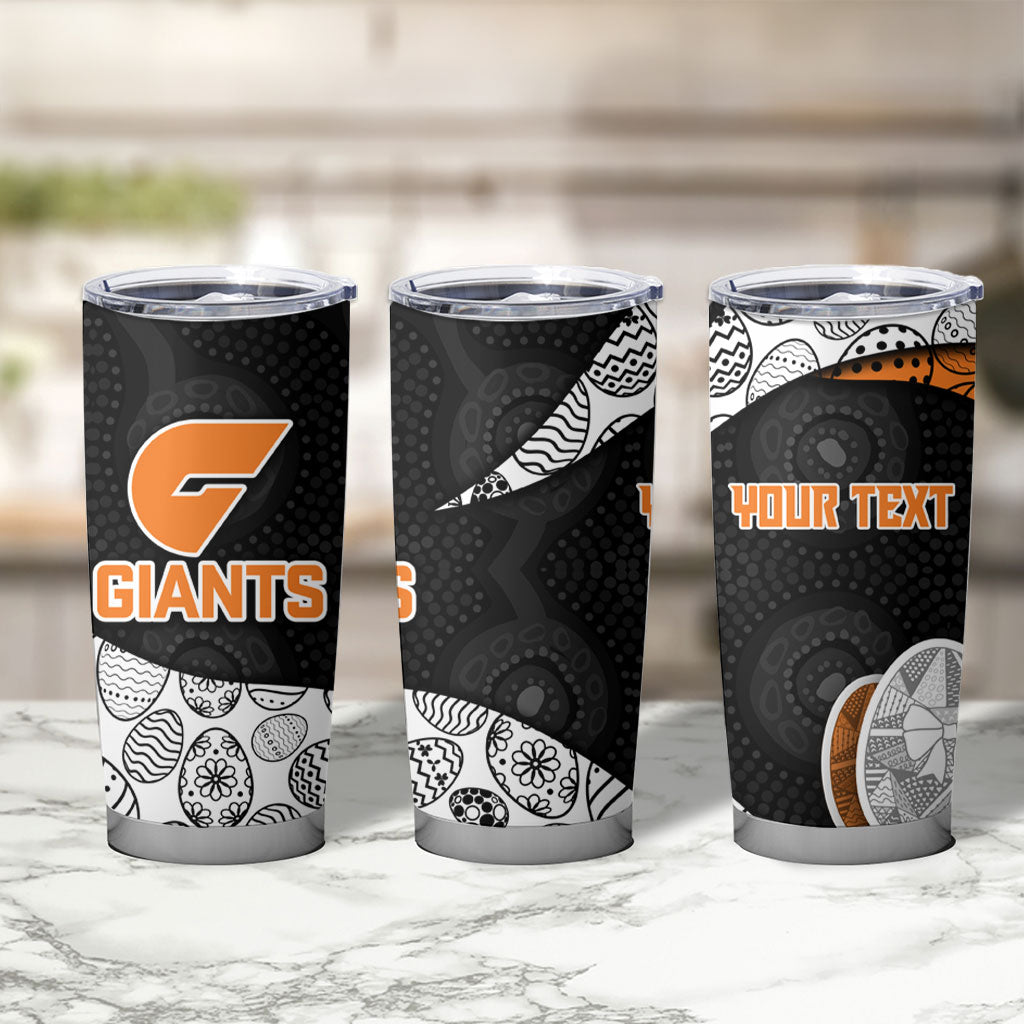 Personalized Giants Football Tumbler Cup Easter Egg Pattern Orange Monochrome Tribal Dot Style
