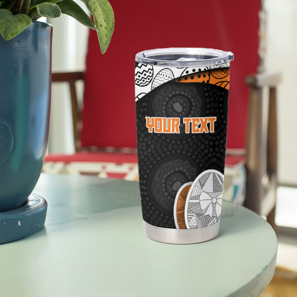Personalized Giants Football Tumbler Cup Easter Egg Pattern Orange Monochrome Tribal Dot Style