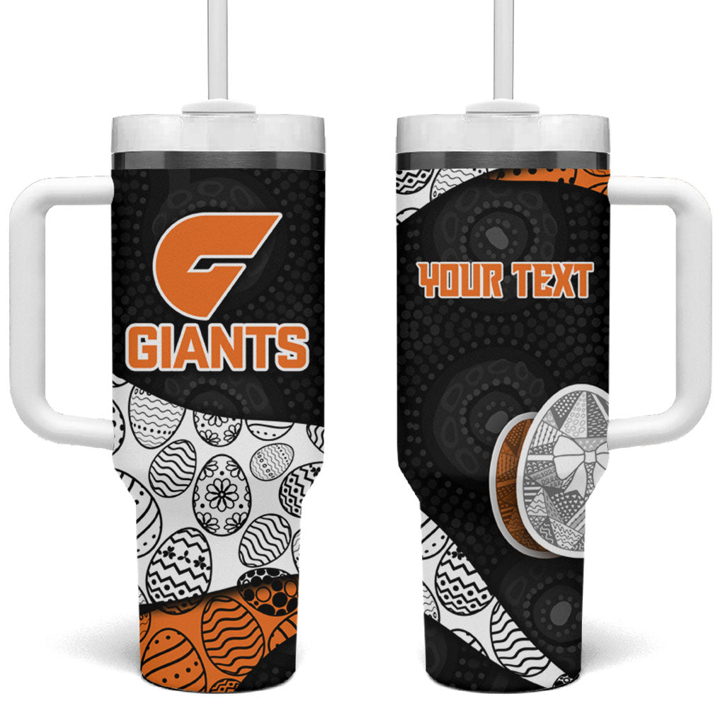 Personalized Giants Football Tumbler With Handle Easter Egg Pattern Orange Monochrome Tribal Dot Style