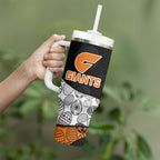 Personalized Giants Football Tumbler With Handle Easter Egg Pattern Orange Monochrome Tribal Dot Style