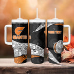 Personalized Giants Football Tumbler With Handle Easter Egg Pattern Orange Monochrome Tribal Dot Style