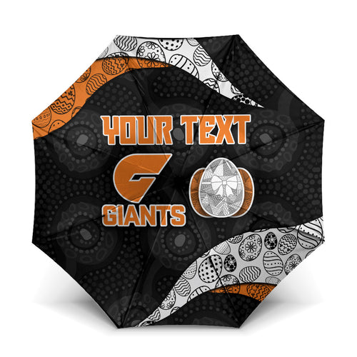 Personalized Giants Football Umbrella Easter Egg Pattern Orange Monochrome Tribal Dot Style