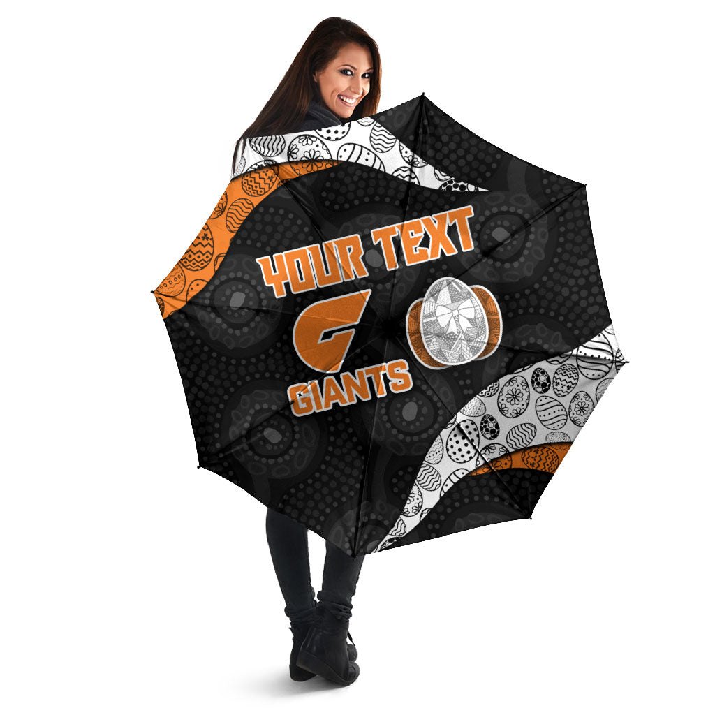 Personalized Giants Football Umbrella Easter Egg Pattern Orange Monochrome Tribal Dot Style