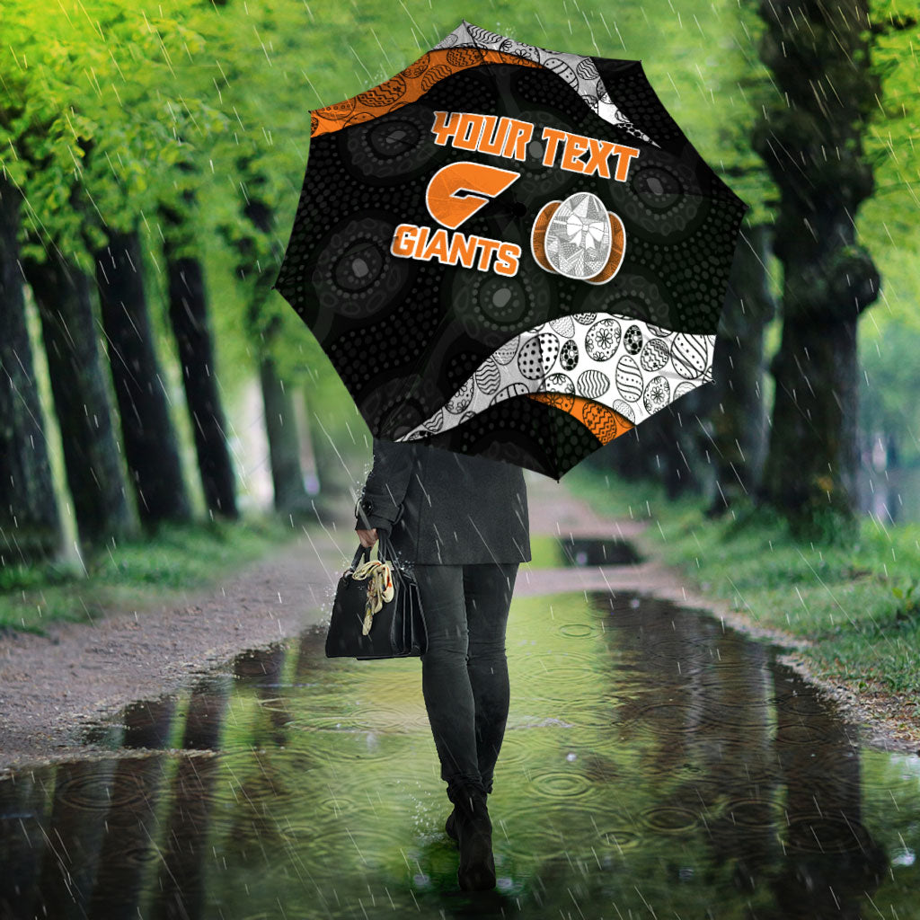 Personalized Giants Football Umbrella Easter Egg Pattern Orange Monochrome Tribal Dot Style