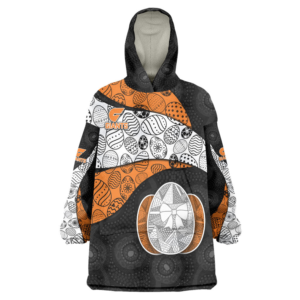 Personalized Giants Football Wearable Blanket Hoodie Easter Egg Pattern Orange Monochrome Tribal Dot Style