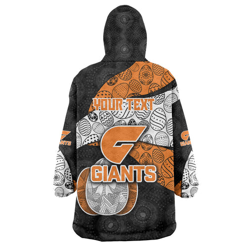 Personalized Giants Football Wearable Blanket Hoodie Easter Egg Pattern Orange Monochrome Tribal Dot Style