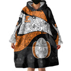 Personalized Giants Football Wearable Blanket Hoodie Easter Egg Pattern Orange Monochrome Tribal Dot Style