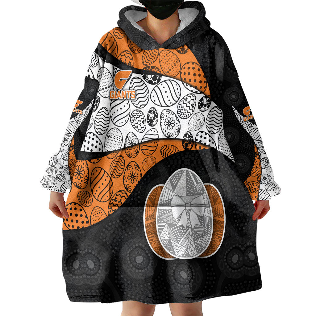 Personalized Giants Football Wearable Blanket Hoodie Easter Egg Pattern Orange Monochrome Tribal Dot Style