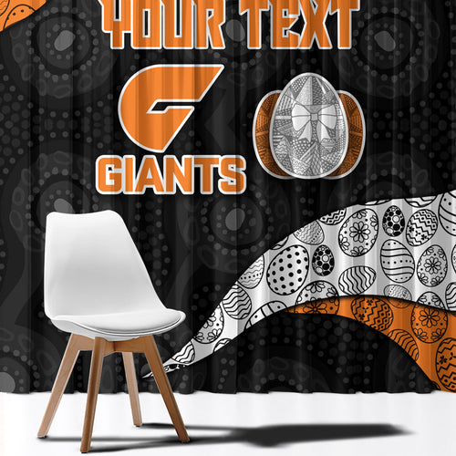 Personalized Giants Football Window Curtain Easter Egg Pattern Orange Monochrome Tribal Dot Style