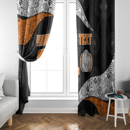 Personalized Giants Football Window Curtain Easter Egg Pattern Orange Monochrome Tribal Dot Style