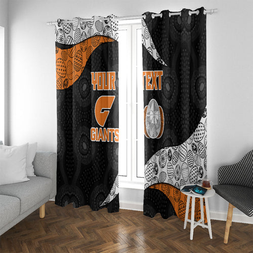 Personalized Giants Football Window Curtain Easter Egg Pattern Orange Monochrome Tribal Dot Style