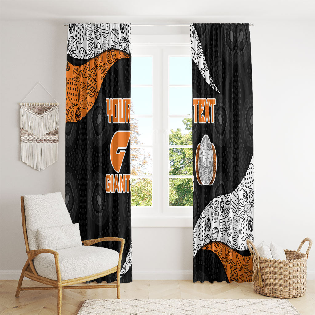 Personalized Giants Football Window Curtain Easter Egg Pattern Orange Monochrome Tribal Dot Style