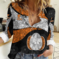 Personalized Giants Football Women Casual Shirt Easter Egg Pattern Orange Monochrome Tribal Dot Style