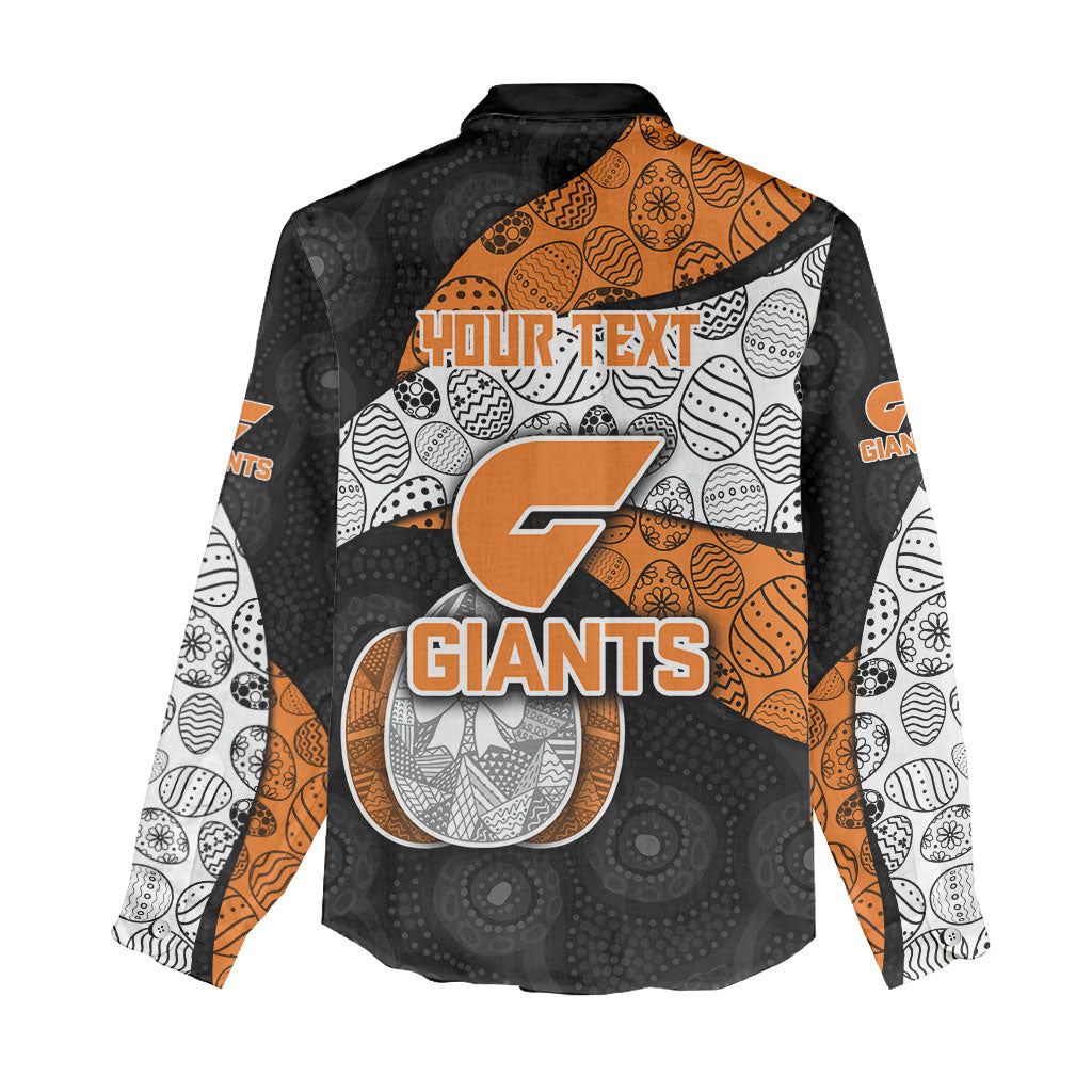 Personalized Giants Football Women Casual Shirt Easter Egg Pattern Orange Monochrome Tribal Dot Style