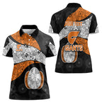 Personalized Giants Football Women Polo Shirt Easter Egg Pattern Orange Monochrome Tribal Dot Style