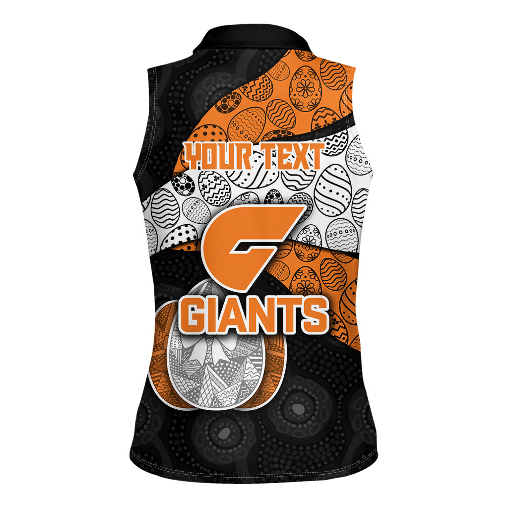 Personalized Giants Football Women Sleeveless Polo Shirt Easter Egg Pattern Orange Monochrome Tribal Dot Style