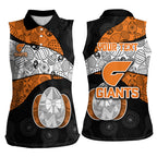 Personalized Giants Football Women Sleeveless Polo Shirt Easter Egg Pattern Orange Monochrome Tribal Dot Style