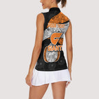 Personalized Giants Football Women Sleeveless Polo Shirt Easter Egg Pattern Orange Monochrome Tribal Dot Style