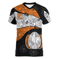 Personalized Giants Football Women V-Neck T-Shirt Easter Egg Pattern Orange Monochrome Tribal Dot Style