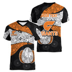 Personalized Giants Football Women V-Neck T-Shirt Easter Egg Pattern Orange Monochrome Tribal Dot Style