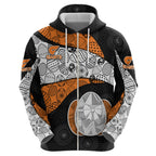 Personalized Giants Football Zip Hoodie Easter Egg Pattern Orange Monochrome Tribal Dot Style