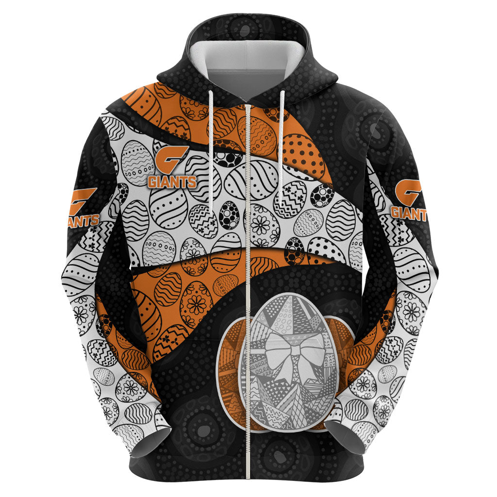 Personalized Giants Football Zip Hoodie Easter Egg Pattern Orange Monochrome Tribal Dot Style