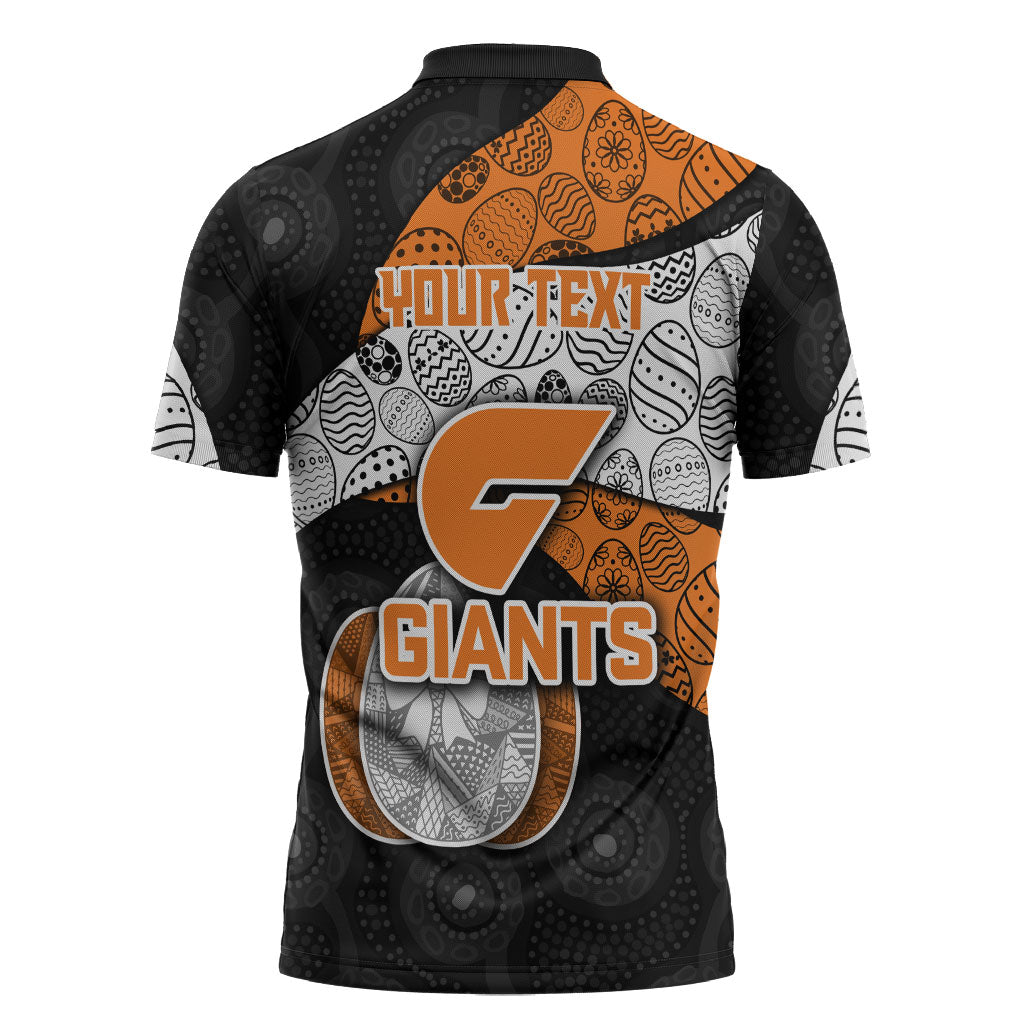 Personalized Giants Football Zipper Polo Shirt Easter Egg Pattern Orange Monochrome Tribal Dot Style