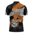 Personalized Giants Football Zipper Polo Shirt Easter Egg Pattern Orange Monochrome Tribal Dot Style