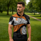 Personalized Giants Football Zipper Polo Shirt Easter Egg Pattern Orange Monochrome Tribal Dot Style