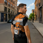 Personalized Giants Football Zipper Polo Shirt Easter Egg Pattern Orange Monochrome Tribal Dot Style