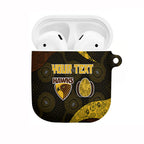 Personalized Hawks Football AirPods Case Easter Egg Pattern Brown Gold Tribal Dot Art Style