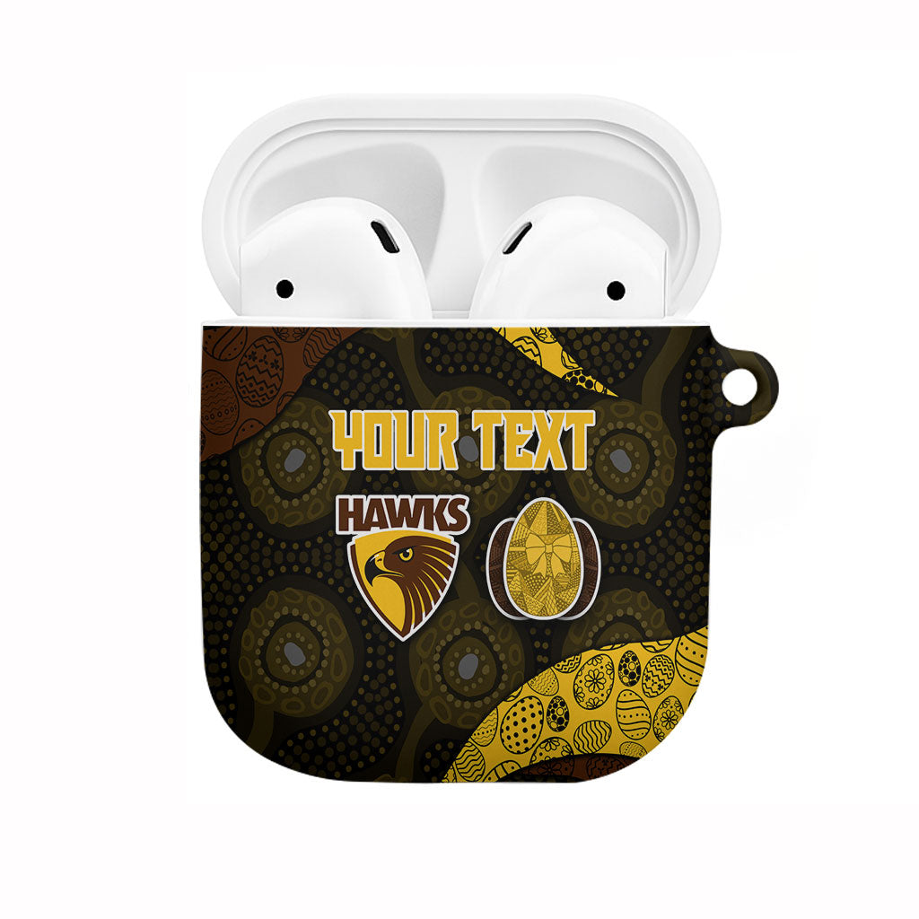 Personalized Hawks Football AirPods Case Easter Egg Pattern Brown Gold Tribal Dot Art Style