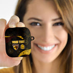 Personalized Hawks Football AirPods Case Easter Egg Pattern Brown Gold Tribal Dot Art Style