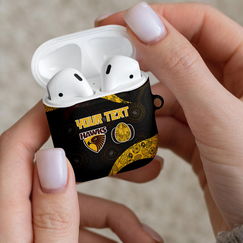 Personalized Hawks Football AirPods Case Easter Egg Pattern Brown Gold Tribal Dot Art Style