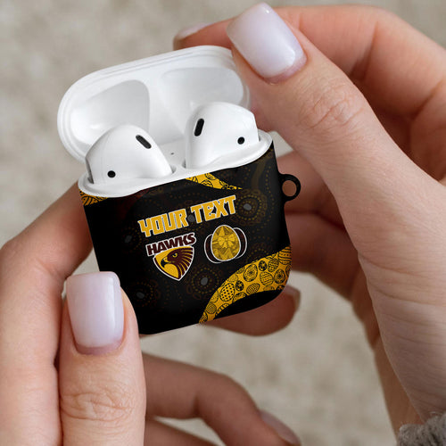 Personalized Hawks Football AirPods Case Easter Egg Pattern Brown Gold Tribal Dot Art Style