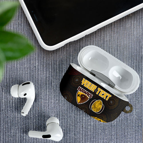 Personalized Hawks Football AirPods Case Easter Egg Pattern Brown Gold Tribal Dot Art Style