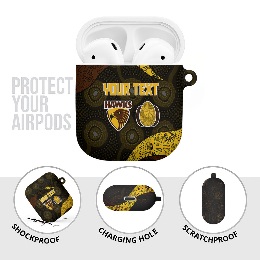 Personalized Hawks Football AirPods Case Easter Egg Pattern Brown Gold Tribal Dot Art Style