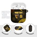 Personalized Hawks Football AirPods Case Easter Egg Pattern Brown Gold Tribal Dot Art Style