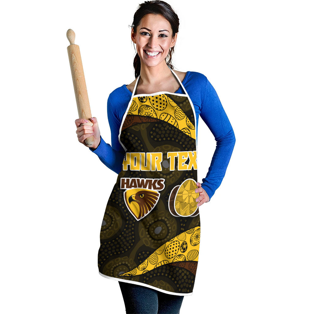 Personalized Hawks Football Apron Easter Egg Pattern Brown Gold Tribal Dot Art Style