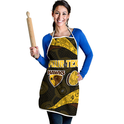 Personalized Hawks Football Apron Easter Egg Pattern Brown Gold Tribal Dot Art Style