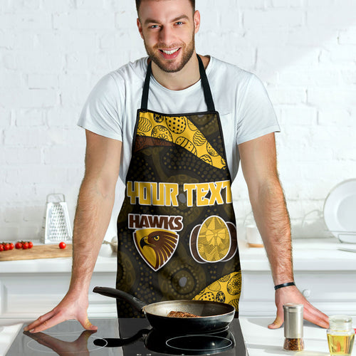 Personalized Hawks Football Apron Easter Egg Pattern Brown Gold Tribal Dot Art Style