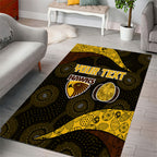 Personalized Hawks Football Area Rug Easter Egg Pattern Brown Gold Tribal Dot Art Style