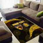 Personalized Hawks Football Area Rug Easter Egg Pattern Brown Gold Tribal Dot Art Style