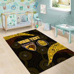 Personalized Hawks Football Area Rug Easter Egg Pattern Brown Gold Tribal Dot Art Style