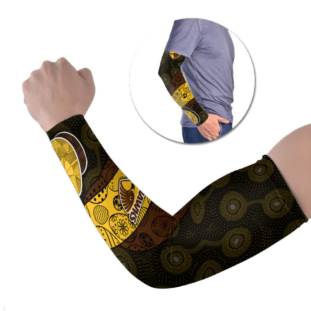 Personalized Hawks Football Arm Sleeves Easter Egg Pattern Brown Gold Tribal Dot Art Style