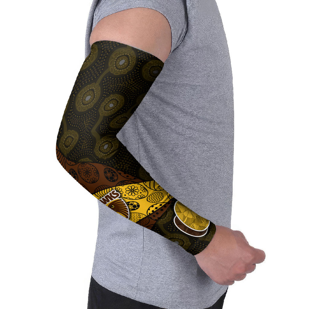 Personalized Hawks Football Arm Sleeves Easter Egg Pattern Brown Gold Tribal Dot Art Style