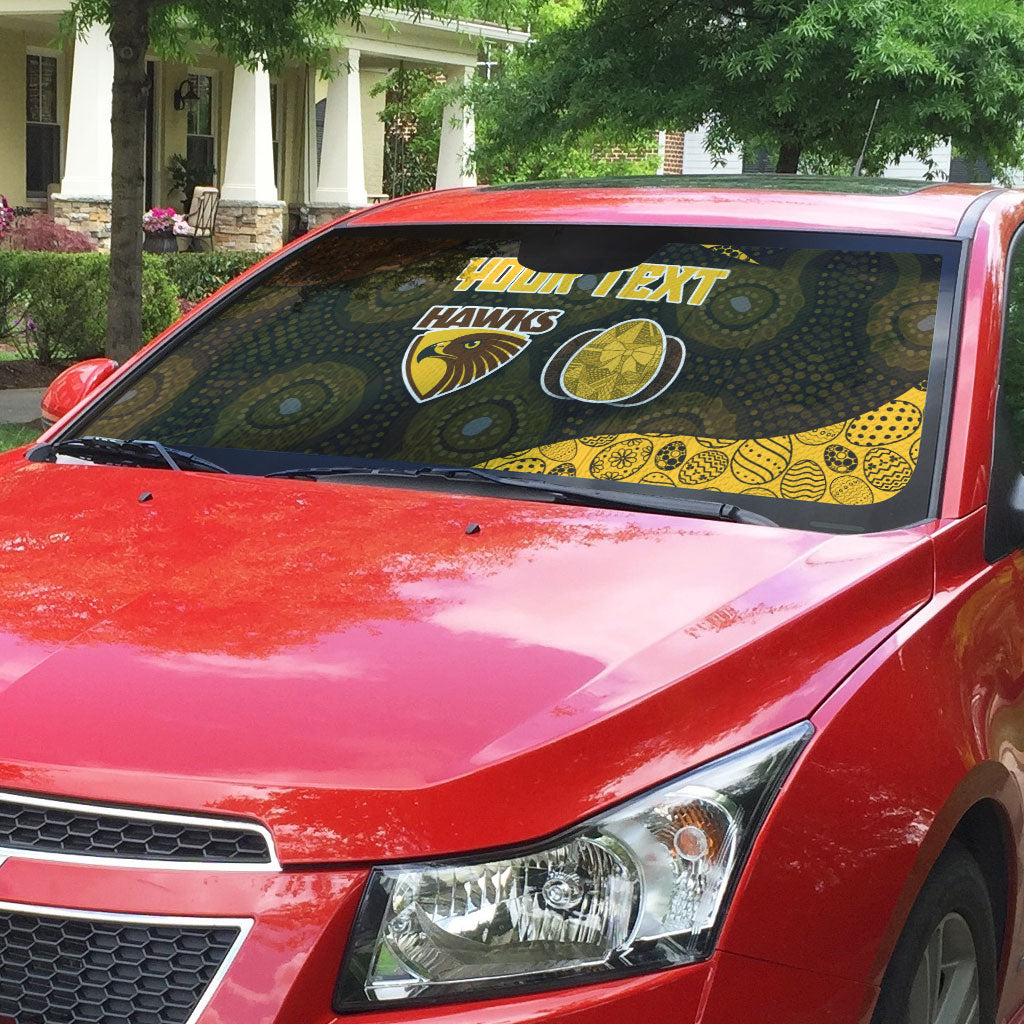 Personalized Hawks Football Auto Sun Shade Easter Egg Pattern Brown Gold Tribal Dot Art Style