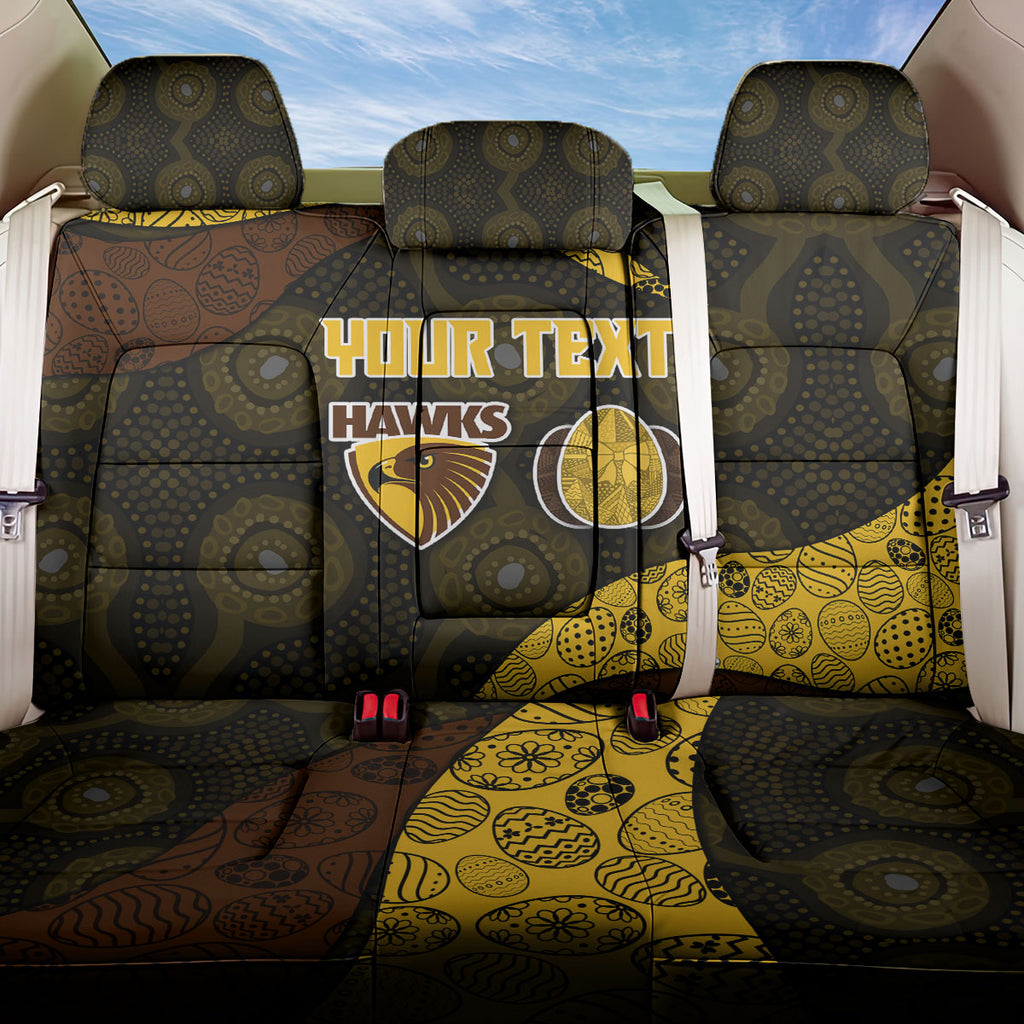Personalized Hawks Football Back Car Seat Cover Easter Egg Pattern Brown Gold Tribal Dot Art Style